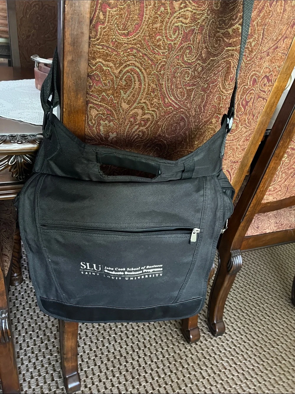 Saint Louis University Black Canvas Crossbody Messenger Bag
